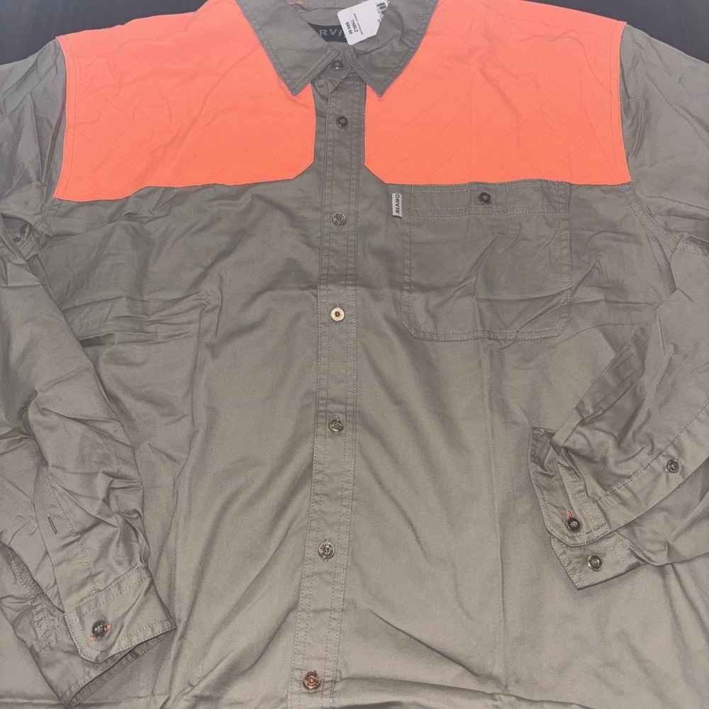 Orvis NWT Shooting Shirt Men's Sz XXL Orange Tan Hunting Midweight Sand Blaze